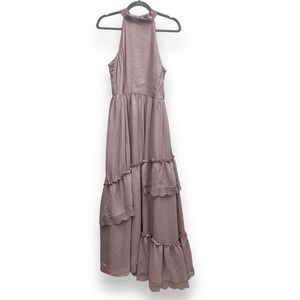 NWOT Joyfolie Sera Lace Halter Tiered Maxi Dress in Orchid Purple Size Medium